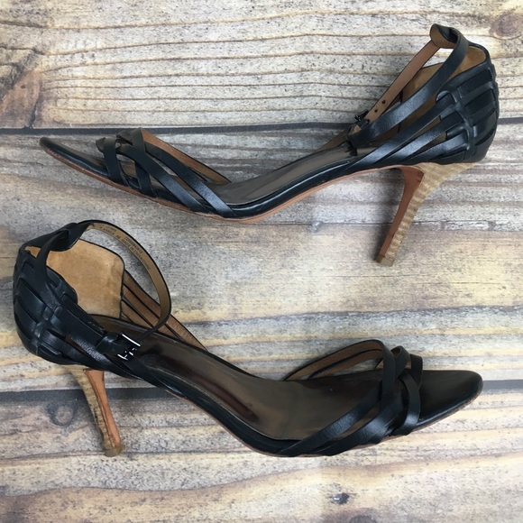 Coach Black Hand Woven Kamea Heels Sandal Leather - Picture 3 of 7